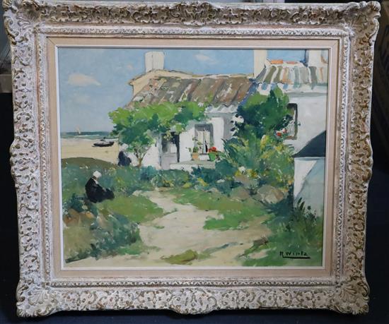 § Raymond Wintz (1884-1956) Cottage beside the sea 17.5 x 21in.